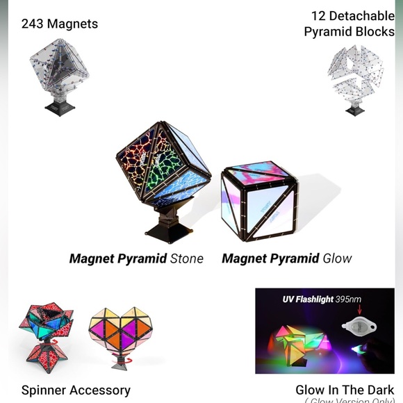 TOSY Magnet Pyramid Stone - 1 Cube Transforms into 1 Billion Shapes, 12 Pieces, - Picture 4 of 13
